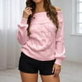 thumbnail image 2 of Wdgfv V-Neck Women's Pullover Sweater Elegant Off Shoulder Long Sleeve Knit Pullover Sweater For Women Fashion Forward Styles And, 2 of 5