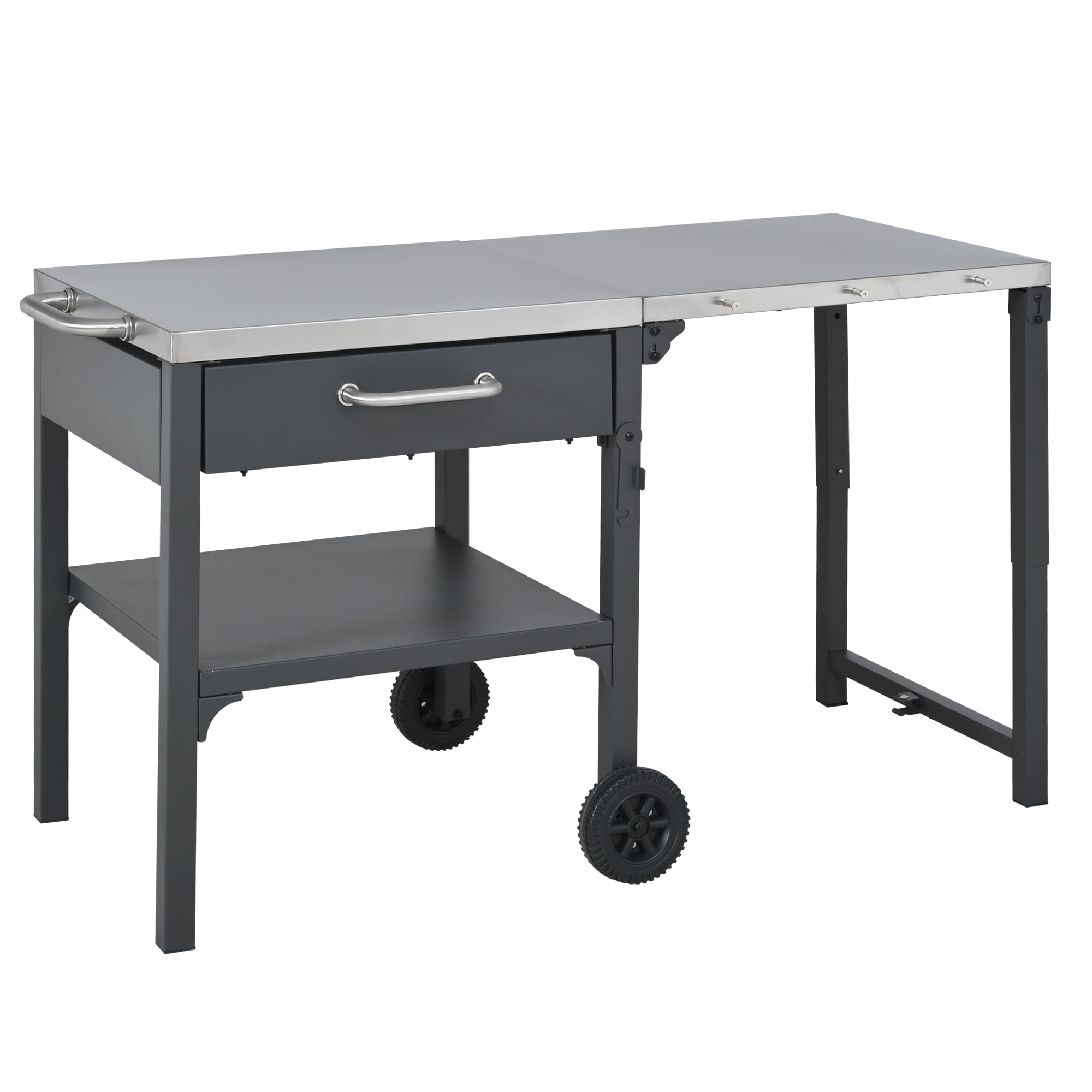 Portable Outdoor Kitchen Cart, Foldable BBQ Prep Station for Backyard Patio, Gray