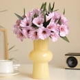 thumbnail image 6 of Xecvkr Artificial Trumpet Flower Stems Faux Fabric Floral Arrangement 6 Head Home Office Wedding Table Centerpiece Flexible Custom DIY Durable 1 Pack Pink, 6 of 6