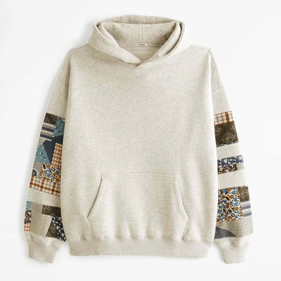 Women Oversized Print Hoodie Drawstring Long Sleeve Pullover Loose Fit Fall Winter Sweatshirt Clothes Tops Grey