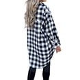 thumbnail image 4 of Qmyliery Female Shirt, Plaid Lapel Long Sleeve Tops Coat with Chest Pockets Long and Novel, 4 of 5