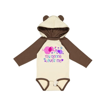 

Inktastic My Nonna Loves Me- Cute Elephants Gift Baby Boy or Baby Girl Long Sleeve Bodysuit