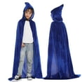 thumbnail image 3 of REDARER Velvet Hooded Cape Pointed Hat Design Front Tie Long Cloak Accessory for Halloween Vampire Themed Party Cosplay Stage Dress Up Outfit,11-14 Years, 3 of 5