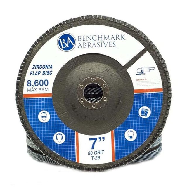 Benchmark Abrasives 7" x 7/8" Premium High Density Jumbo Zirconia Type 29 Flap Discs for Angle Grinder, 7 Inch Sanding Discs, Finishing, Deburring, Rust Removal - Grinding Wheels - (10 Pack) 80 Grit