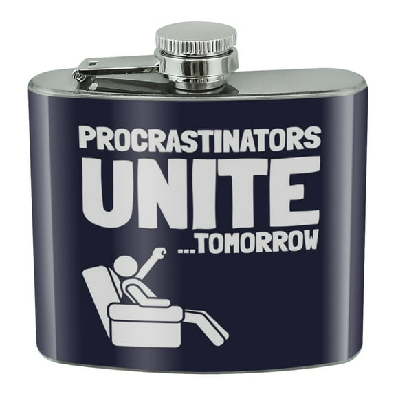 Procrastinators Unite Tomorrow Funny Stainless Steel 5oz Hip Drink Kidney Flask