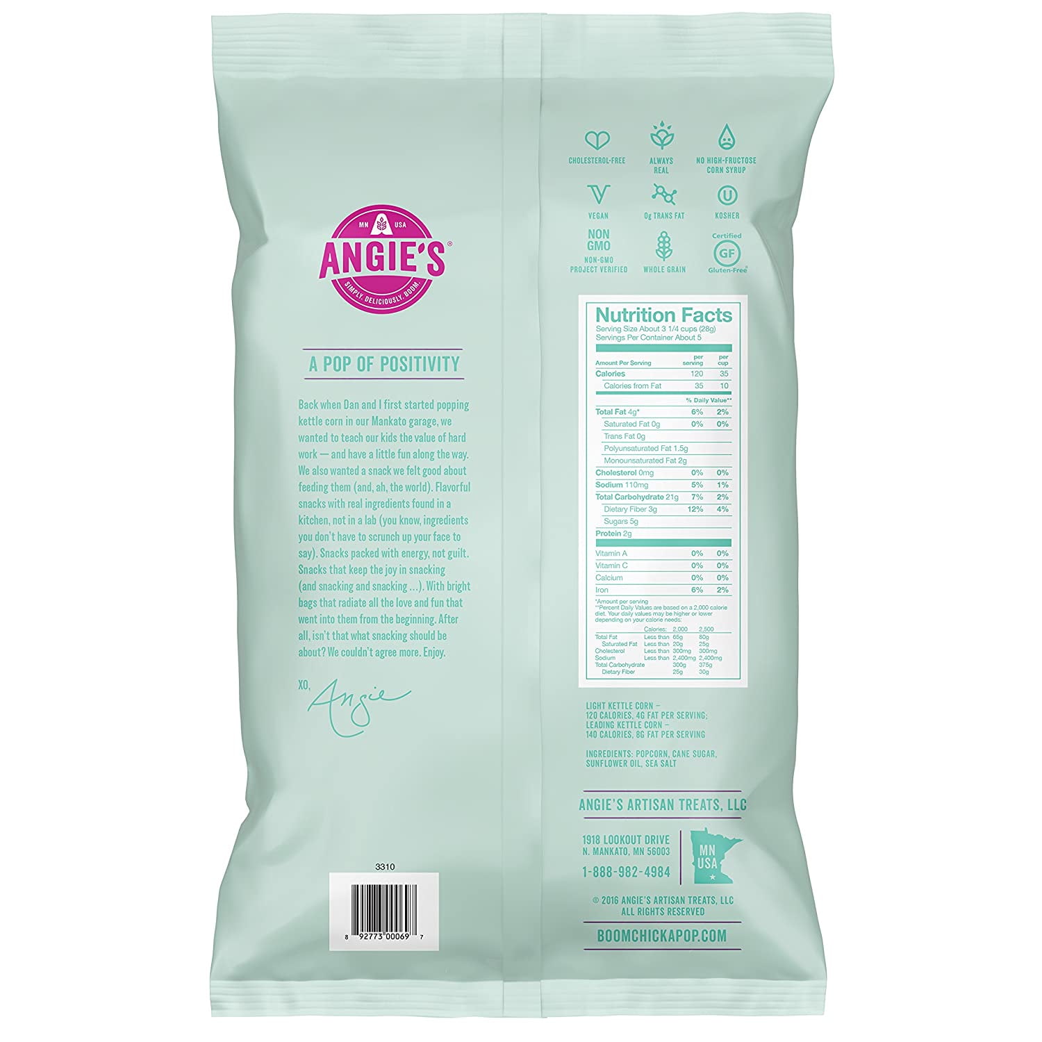 (12 Pack)Angie's Kettle Corn Boom Chicka Pop Lightly Sweet Popcorn, 5 oz.