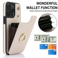 thumbnail image 4 of ELEHOLD for iPhone 15 Plus Wallet Crossbody Case with Organ Card Slots Metal Finger Ring Holder Kickstand Crossbody Shoulder Strap Shockproof Purse Cover for Women Girls,apricot, 4 of 8