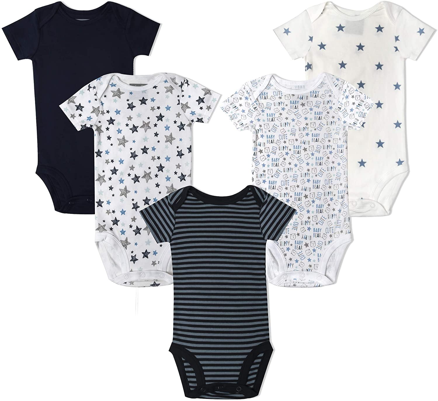 Lily and Page Gender Neutral Baby 5 Pack Boy Girl Unisex Jumpsuit Newborn Infant 