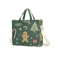thumbnail image 7 of FORMRS Womens Corduroy Tote Bag Crossbody Shoulder Handbag with Pocket, Christmas Gingerbread, 7 of 7