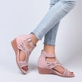 thumbnail image 5 of Viluyesy Women's Wedge Sandals, Open Toe Hollow Up Zipper Back Summer Fashion Roman Gladiator Shoes Pink, 5 of 6