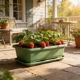 thumbnail image 5 of Rectangular Planter Box with Drain Tray, Large Capacity Plant Pot Easy Drainage Durable Design Multi Purpose Planter for Balcony Patio Indoor Garden Vegetable Flower Growing, 5 of 6
