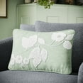 thumbnail image 3 of Beautiful Boucle Embroidered Floral Decorative Pillow by Drew Barrymore, 14" x 20", Sage, 3 of 6