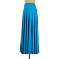thumbnail image 3 of TiaoBug Womens Pleated Folk Maxi Skirt High Waist Solid Color Dance Skirt for Stage Performance Dancing Sky Blue 5XL, 3 of 4