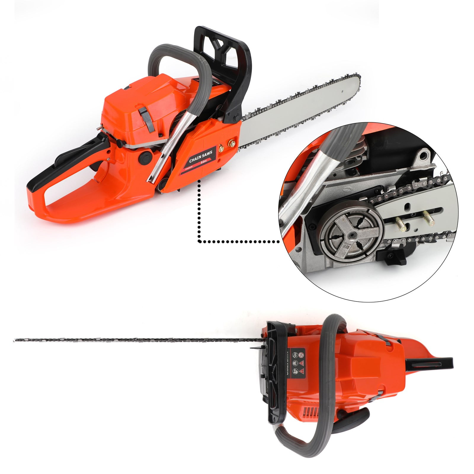 Gasoline Chainsaw with 22 in. Bar 52CC Engine 2-Cycle Powered Gas Chainsaw for Farm/Garden/Ranch/Firewood