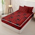 thumbnail image 2 of Homewish Bohemian Skull Skeleton Zipper Full Size Comforter Sets with Fitted Sheet and 2 Pillowcases,Vintage Red Damask Zipper Bedding Set,Halloween Bed Set,Black Reversible,4pcs, 2 of 8