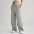 thumbnail image 2 of Pantalones deportivos Prolriy para mujer, pantalones deportivos de cintura alta, holgados, informales, de pierna ancha, para otoño, color gris, talla M, 2 of 4