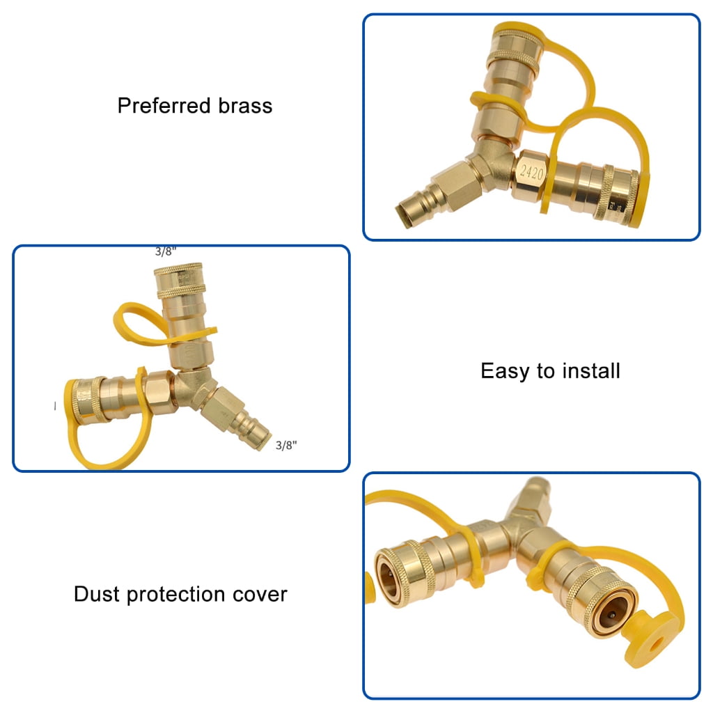 ZPAQI Quick Connect 3/8 Y Splitter Adapter Quick Connect Way Propane Hose Fitting