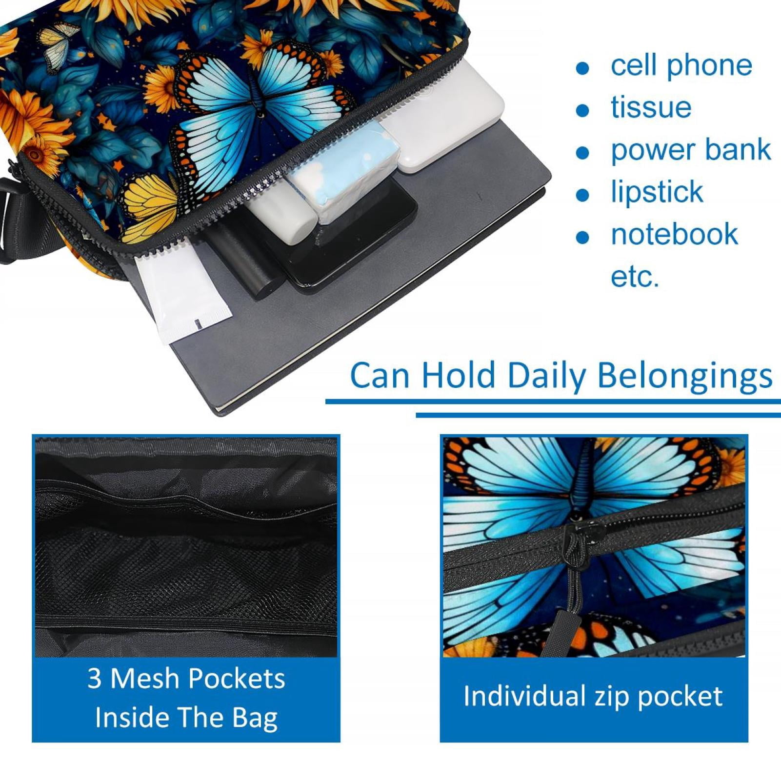 Sunflower butterfly Running Belt Fanny Packs Waist Packs with Extension Strap Unisex Lightweight Adjustable
