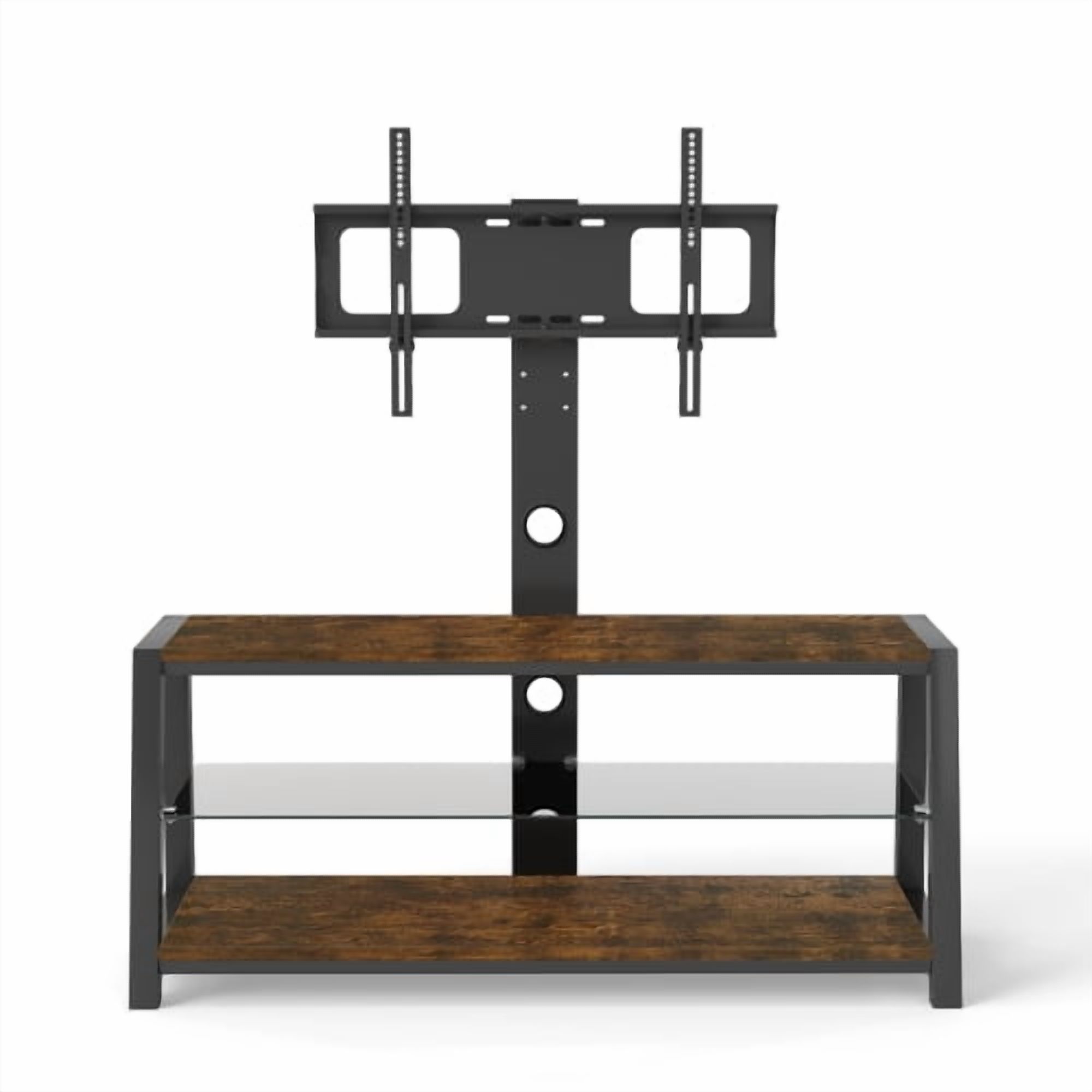 ZEKOshop TV Stand for 50 55 60 65 Inch TV with Metal Frame Height Adjustable Universal Swivel Storage Entertainment Center Holds Up to 110 lbs TV Console Table for Living Room, Bed Room (Wood)