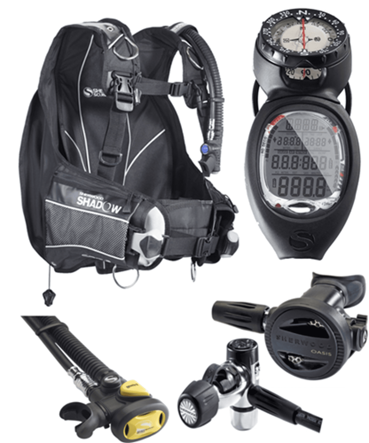 not a Back inflate but a Hybrid aircell SHERWOOD SCUBA The Shadow BCD Not a Jacket Style