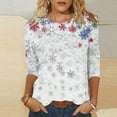thumbnail image 2 of Women's Christmas Sweatshirts 3/4 Sleeve Shirts Christmas Snowflakes Print Pullover Sweater Blouses Thermal Lounge Warm Tops Spring Outfits 2025 Pullover Fall Winter Christmas Clothes, 2 of 5