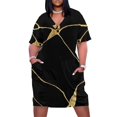 thumbnail image 1 of Kintsugi-vestido holgado con bolsillos para mujer traje largo japonés con estampado artístico en negro y dorado ropa elegante de verano, 1 of 6