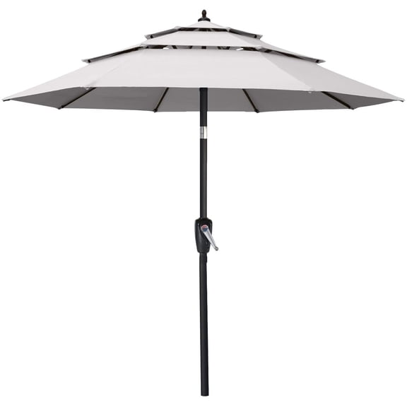 ABCCANOPY 11FT 3 Tiers Patio Umbrella With Crank Handle, Gray