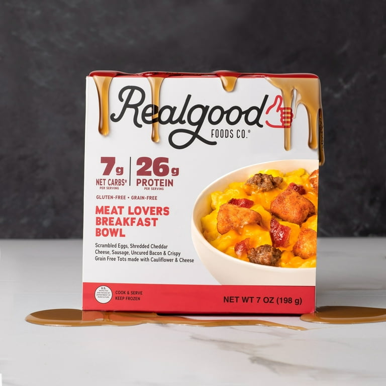 Realgood Foods Co. Meat Lovers Breakfast Bowl Meal, 7 oz Bowl (Frozen),  Gluten-Free, Regular