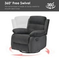 thumbnail image 5 of Farini Small Swivel Rocker Recliner Chair for Adult, Velvet Recline Sofa Chair with Footrest for Bedrooms, Living Rooms & Small Spaces, Dark Gray, 5 of 9