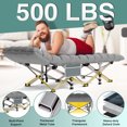 thumbnail image 3 of Seeutek Folding Camping Cot for Adults, 75"x28" Sleeping Bed with Mattress 1200D Double Layer Oxford Outdoor Cots w/ Carry Bag for Camping Home Office Nap Beach Travel, 3 of 6
