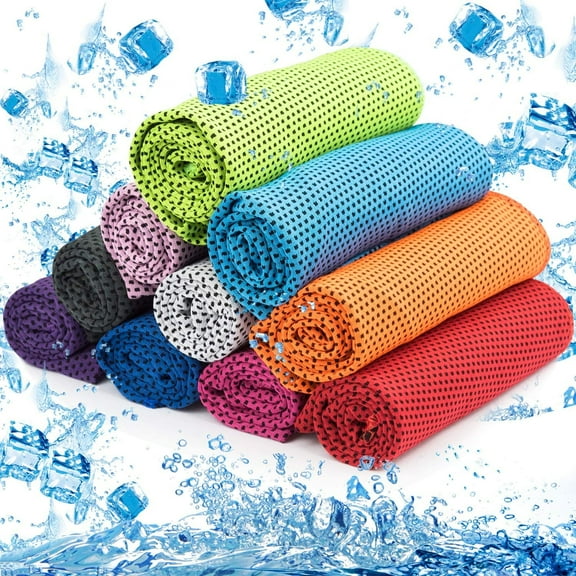 10pcs Cooling Towel Ice Towel Cooling Towels for Neck and Face Microfiber Cooling Towel for Gym,Travel,Yoga,Camping,Running,Outdoor Sport (10 Colors)