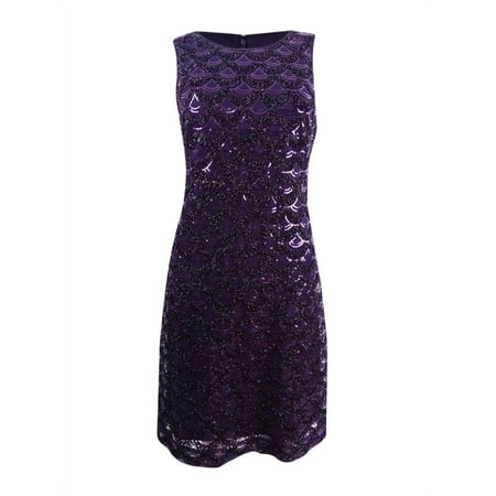UPC 828659703505 product image for Jessica Howard Women s Sequined Scallop Dress (6  Eggplant) | upcitemdb.com