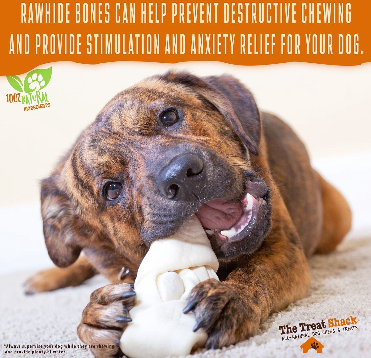 4-5" Knotted Premium Rawhide Bones Dog Treats, 30 count