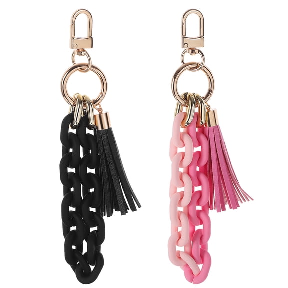 GETAJGHSD 2Pcs Acrylic Chunky Chain Keychain Bracelets with Tassel Charms Wristlet Keyring Holder