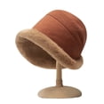 thumbnail image 3 of Gorro de otoño e invierno para mujer con forro de lana, gorro de pescador engrosado, gorro de lavabo enrollado cálido con borde ancho, 3 of 3