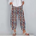 thumbnail image 3 of cocolona Casual Capri Pants Summer Loose Elastic Waist Wide Leg Cropped Pants Fashion Printing Trousers with Pocket, 3 of 5