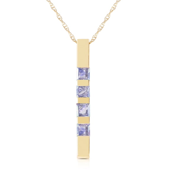 Galaxy Gold 14K Solid Gold Natural Tanzanite Pendant Necklace for Women - Yellow Gold Fine Jewelry