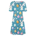 thumbnail image 4 of Daiosportswear Women Puffy Swing Elegant Party Midi Dresses Short Sleeve Round Neck A-Line Dress，Waist-Cinching Design，Women Short Sleeve Dress Multicolor-B XXL(XXL), 4 of 5