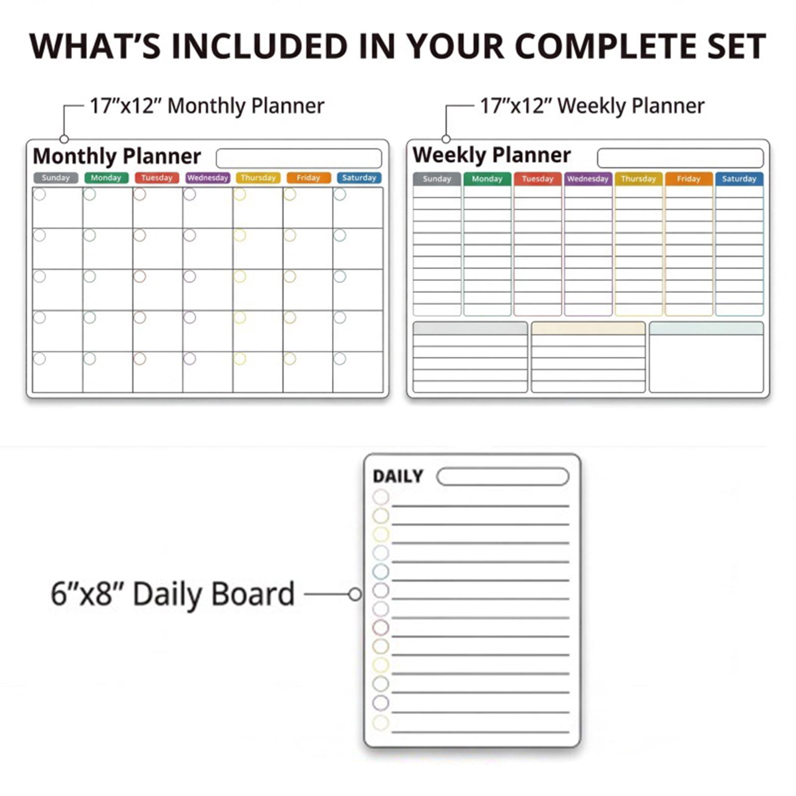 Magnetic Weekly Planner for Fridge, 2025-2026 Planner Weekly and Monthly, 3 Pc Pack, Multitone, Refrigerator Organization, Dry Erase Markers