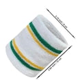thumbnail image 4 of COUVER 4 Inch Striped Terry Cotton Athletic Sweat Wristbands White Green Golden Yellow 2 Pairs (Mens), 4 of 8
