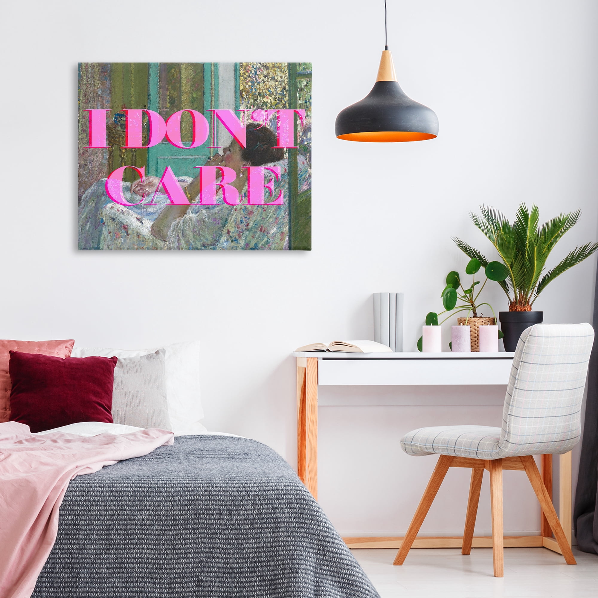 I Don't Care over Classic Painting Canvas Wall Art, design by Lil' Rue