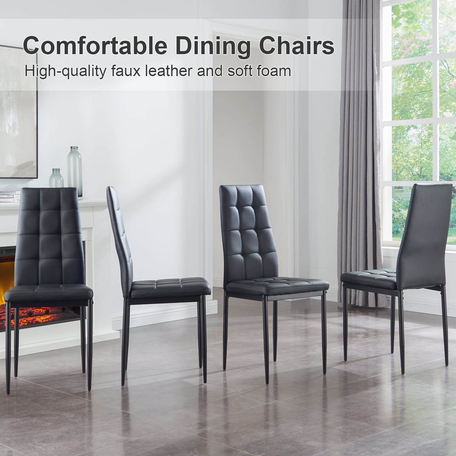 Buy Omni House Dining Chairs Set of 6,Faux Leather High Back Kitchen
