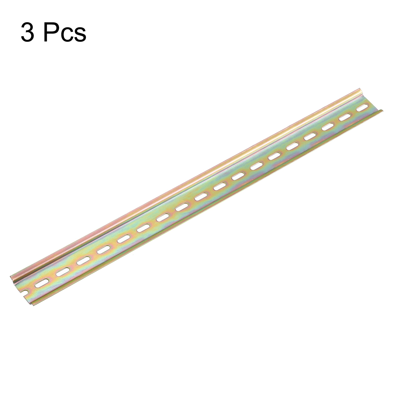 3 Pcs DIN Rail Slotted Iron Mounting Guide 20"(500mm) x 35mm x 6.5mm High Bronze Tone