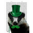 thumbnail image 2 of Fab Funky 15x18 Black Ornate Wood Framed with Double Matting Museum Art Print Titled - Badger with Green Top Hat and Moustache, 2 of 4