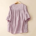 thumbnail image 6 of LIIPEE Womens T-Shirts Casual Solid Color V-Neck Puff Elbow-Length Peasant Ladies Summer Baggy Comfortable Breathable Soft Daily Fashion Ruched Tee Tops,XXL, 6 of 7