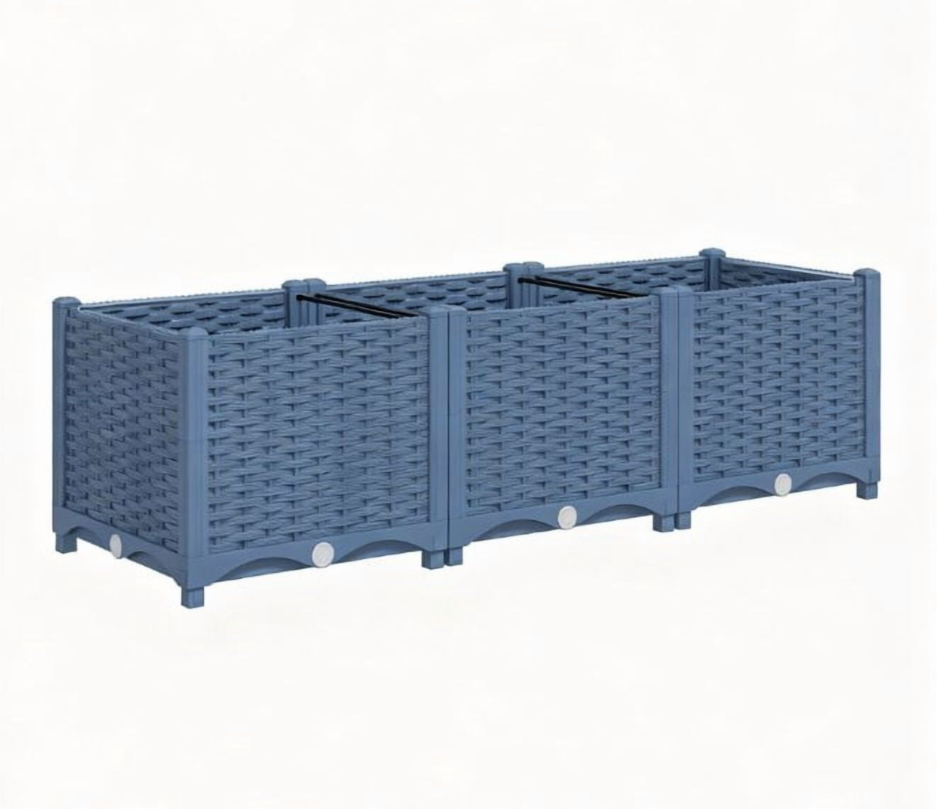 Outdoor Flower Box with Drainage Holes, Plastic Raised Garden Bed