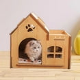 thumbnail image 4 of Casa de Madera Refugio para Gatos para Conejos Y Perros Pequeños Decoración Exterior E Interior Resistente Al Desgaste Protector de Muebles Resistente Sin Puerta, 4 of 9