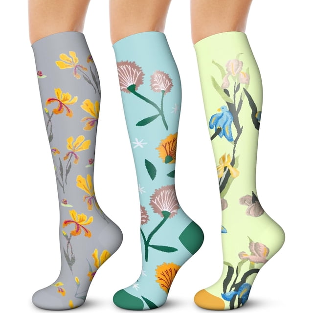3/6 Paires de Bas de Compression pour Femmes et Hommes 15-20 mmHg - Meilleur Soutien pour Infirmières, Course, Randonnée, Récupération et Bas de Vol