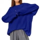 thumbnail image 1 of Suéter de Punto Holgado con Cuello Redondo y Color Liso para Mujer, Ideal para Otoño e Invierno. Azul L, 1 of 8