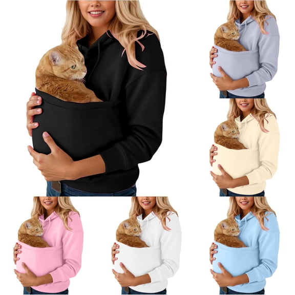 CAIVO Hoodies For Women Casual Solid Color Pocket Long Sleeve Hooded Sweatshirt Pullover Tops Workout Dailywear